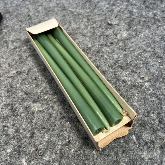 Vintage Dansk Designs France Olive Green 8" Taper Candles Set Of 8 Style 1818 -B - Picture 8 of 13